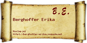 Berghoffer Erika névjegykártya